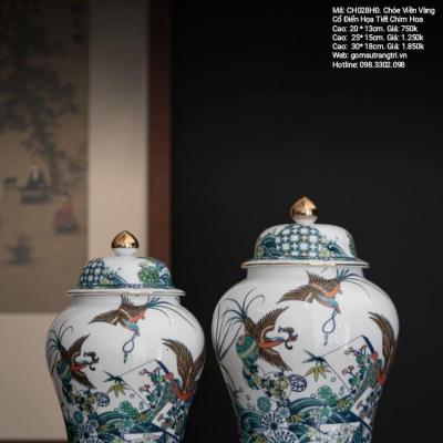 CHÓE VIỀN VÀNG CỔ ĐIỂN HỌA TIẾT CHIM HOA